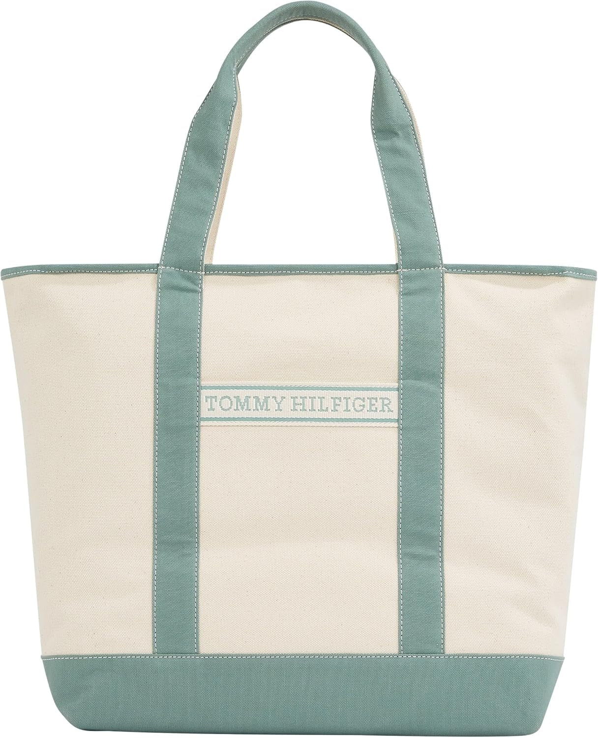 TOMMY HILFIGER Kvinder Th Summer Canvas Tote Aw0aw17421 Mulepose Dame Tasker Naty Shop Green (Charming Green)
