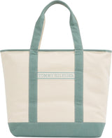 TOMMY HILFIGER Kvinder Th Summer Canvas Tote Aw0aw17421 Mulepose Dame Tasker Naty Shop Green (Charming Green)