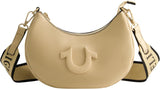 True Religion Dame skuldertaske Pung, Crescent Hobo Håndtaske med justerbar aftagelig rem og Horseshoe Logo Dame Tasker Naty Shop Camel