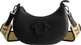 True Religion Dame skuldertaske Pung, Crescent Hobo Håndtaske med justerbar aftagelig rem og Horseshoe Logo Dame Tasker Naty Shop Black