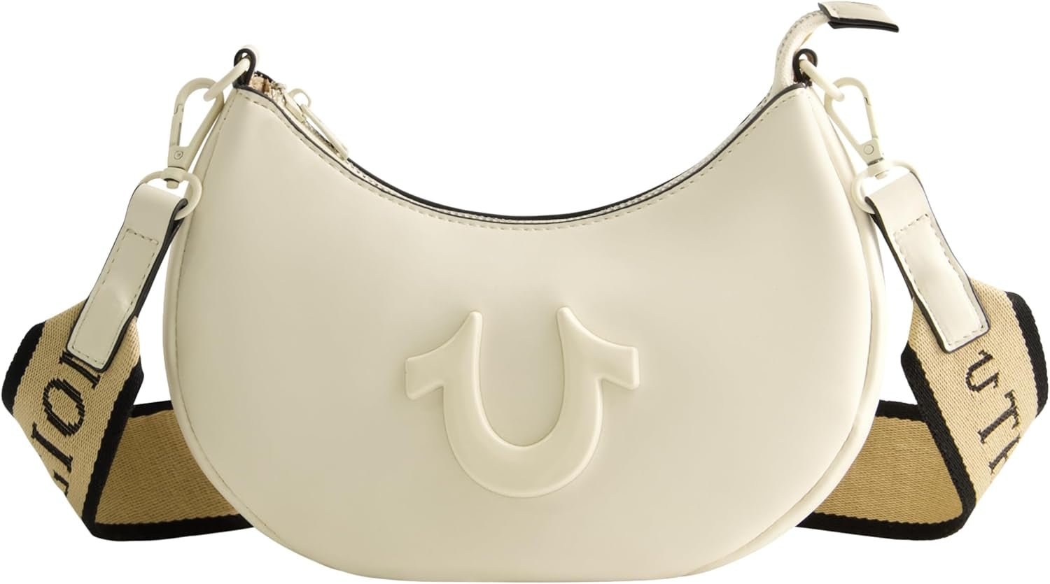 True Religion Dame skuldertaske Pung, Crescent Hobo Håndtaske med justerbar aftagelig rem og Horseshoe Logo Dame Tasker Naty Shop Ivory