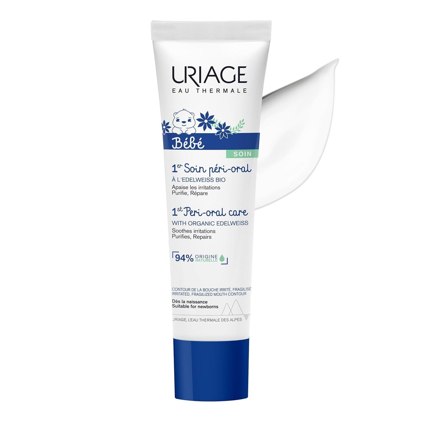 Uriage Baby Peri-Oral Care med økologisk ædle hvid & kobber-zink 30ml - Lindrer øjeblikkeligt irritationer - Reparerer og renser huden - Absorberes hurtigt - Duftfri - 94% ingredienser af naturlig oprindelse Børn - Bad og hudpleje Naty Shop Standard titel
