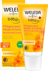 WELEDA Organic Baby Calendula Care Cream Body & Face 30ml - Ansigtscreme / hudcreme til naturkosmetik med sesamolie og lanolin til tør hudpleje. Fugtgivende plejecreme til babyer og børn Børn - Bad og hudpleje Naty Shop 30 Ml