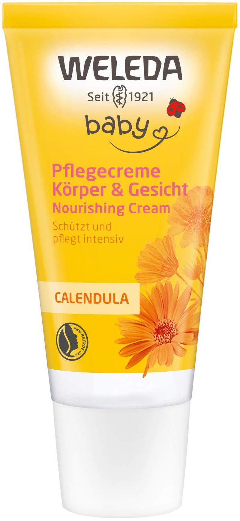 WELEDA Organic Baby Calendula Care Cream Body & Face 30ml - Ansigtscreme / hudcreme til naturkosmetik med sesamolie og lanolin til tør hudpleje. Fugtgivende plejecreme til babyer og børn Børn - Bath and Skincare Naty Shop