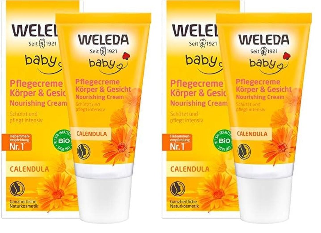 WELEDA Organic Baby Calendula Care Cream Body & Face 30ml - Ansigtscreme / hudcreme til naturkosmetik med sesamolie og lanolin til tør hudpleje. Fugtgivende plejecreme til babyer og børn Børn - Bad og hudpleje Naty Shop Standardtitel
