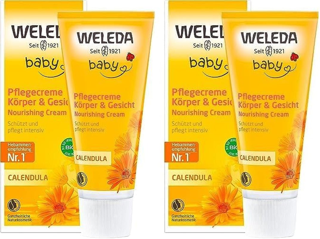 WELEDA Organic Baby Calendula Care Cream Body & Face 75ml - Ansigtscreme / hudcreme til naturkosmetik med sesamolie og lanolin til tør hudpleje. Fugtgivende plejecreme til babyer og børn Børn - Bad og hudpleje Naty Shop Standardtitel