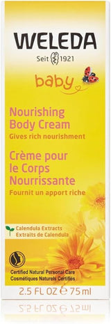 WELEDA Organic Baby Calendula Care Cream Body & Face 75ml - Ansigtscreme / hudcreme til naturkosmetik med sesamolie og lanolin til tør hudpleje. Fugtgivende plejecreme til babyer og børn Børn - Bath and Skincare Naty Shop