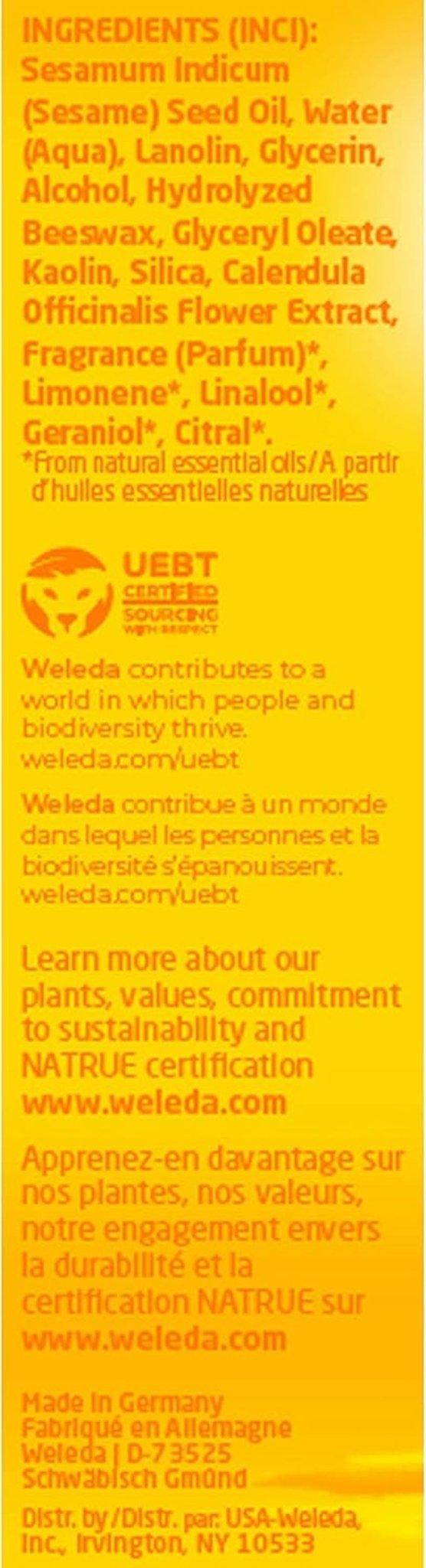 WELEDA Organic Baby Calendula Care Cream Body & Face 75ml - Ansigtscreme / hudcreme til naturkosmetik med sesamolie og lanolin til tør hudpleje. Fugtgivende plejecreme til babyer og børn Børn - Bath and Skincare Naty Shop