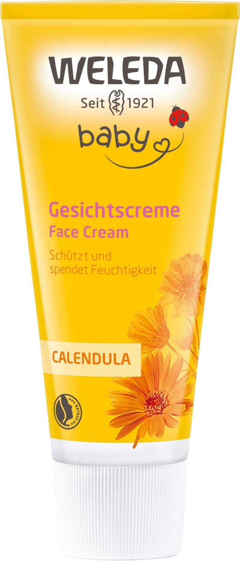WELEDA Organic Baby Calendula Face Cream - Naturlig kosmetisk fugtighedscreme med mandelolie og bivoks til tør hudpleje. Naturlig ansigtsplejecreme til babyer og børn (1x 50ml) Børn - Bad og hudpleje Naty Shop