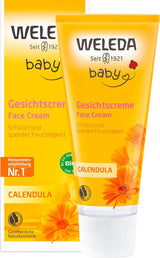 WELEDA Organic Baby Calendula Face Cream - Naturlig kosmetisk fugtighedscreme med mandelolie og bivoks til tør hudpleje. Naturlig ansigtsplejecreme til babyer og børn (1x 50ml) Børn - Bad og hudpleje Naty Shop Ansigtscreme 50 Ml (1 pakke)