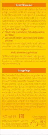WELEDA Organic Baby Calendula Face Cream - Naturlig kosmetisk fugtighedscreme med mandelolie og bivoks til tør hudpleje. Naturlig ansigtsplejecreme til babyer og børn (1x 50ml) Børn - Bad og hudpleje Naty Shop