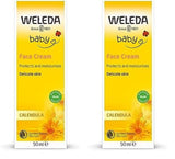 WELEDA Organic Baby Calendula Face Cream - Naturlig kosmetisk fugtighedscreme med mandelolie og bivoks til tør hudpleje. Naturlig ansigtsplejecreme til babyer og børn (1x 50 ml) Børn - Bad og hudpleje Naty Shop Ansigtscreme 50 Ml (pakke med 2)
