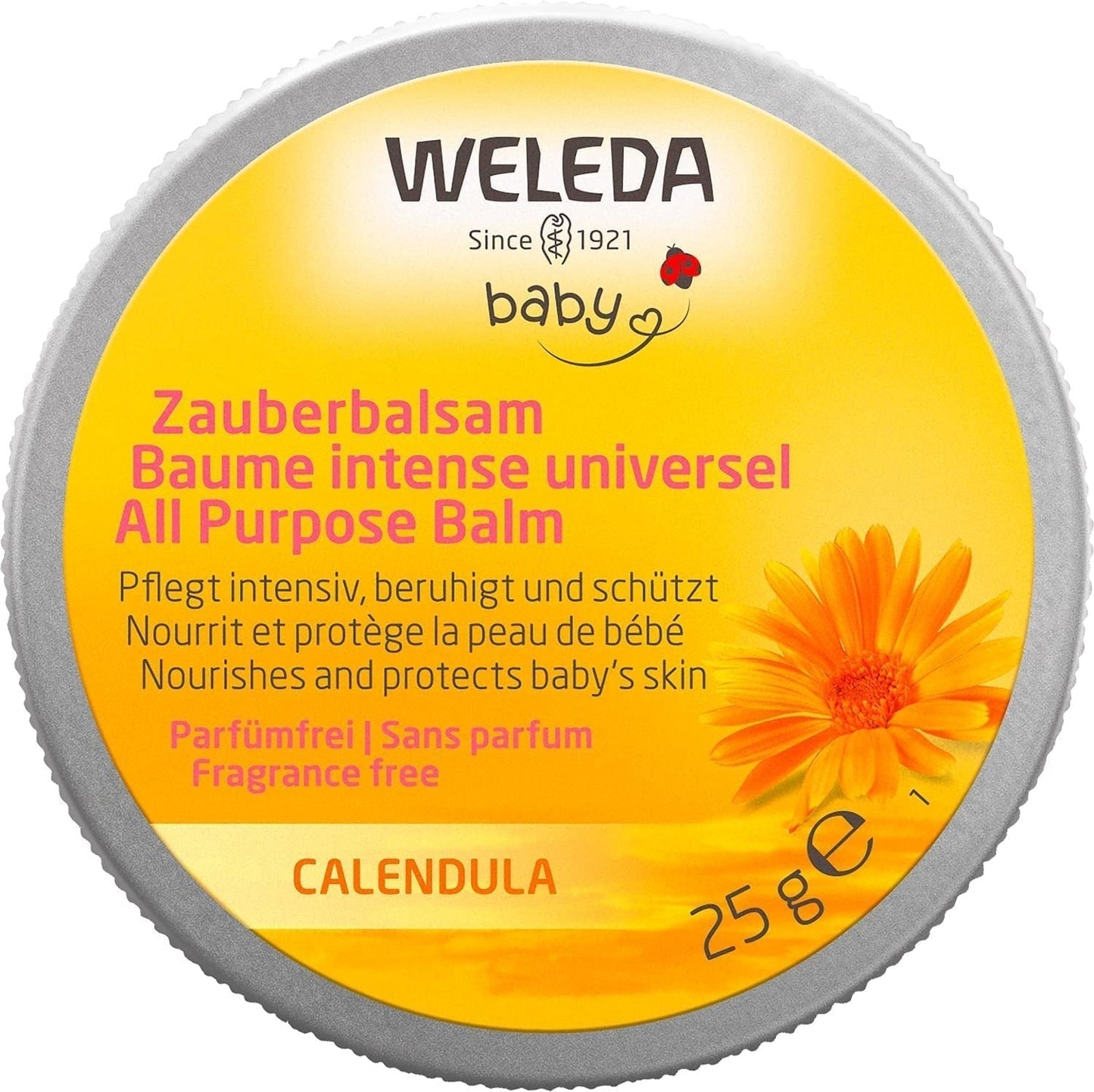 WELEDA Organic Baby Calendula Magic Balm - Universal balsam af naturlig kosmetik til ansigt og krop til at pleje og berolige tør hud og læber. Universal rig balsam til babyer og børn (1x 25g) Børn - Bad og hudpleje Naty Shop