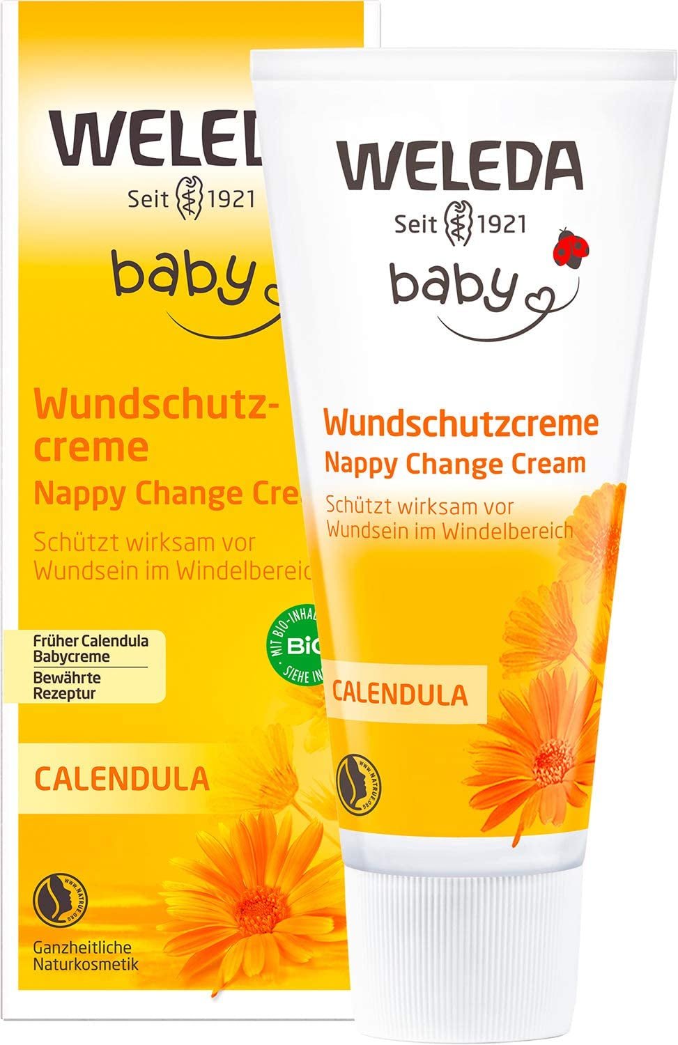 WELEDA Organic Baby Calendula Wound Protection Cream 75ml - Naturlig kosmetik sårsalve / babycreme til beskyttelse af babys følsomme hud i bleområdet. Hjælper mod rødme, irriteret hud og smerter Børn - Bad og hudpleje Naty Shop Wound Protection Cream 75 Ml