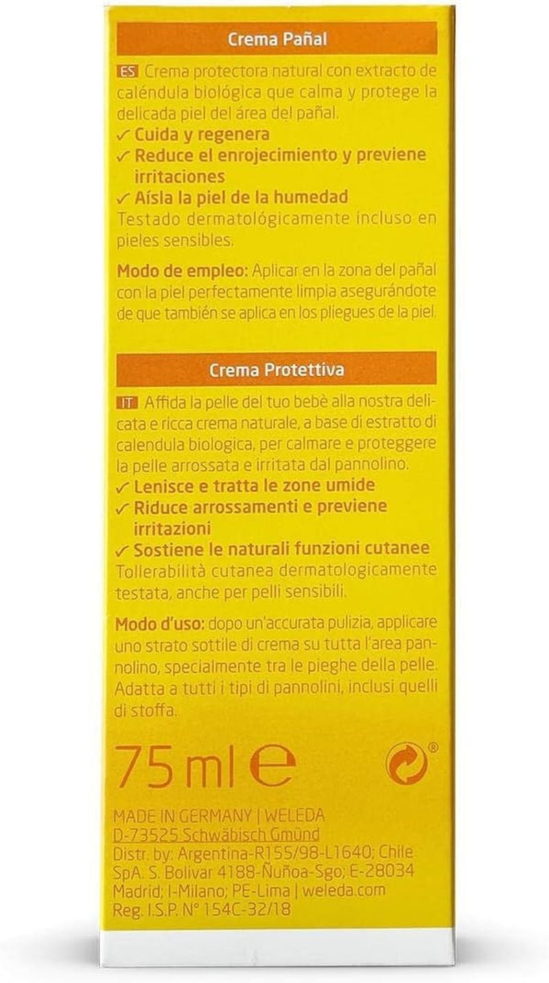 WELEDA Organic Baby Calendula Wound Protection Cream 75ml - Naturlig kosmetik sårsalve / babycreme til beskyttelse af babys følsomme hud i bleområdet. Hjælper mod rødme, irriteret hud og smerter Børn - Bath and Skincare Naty Shop