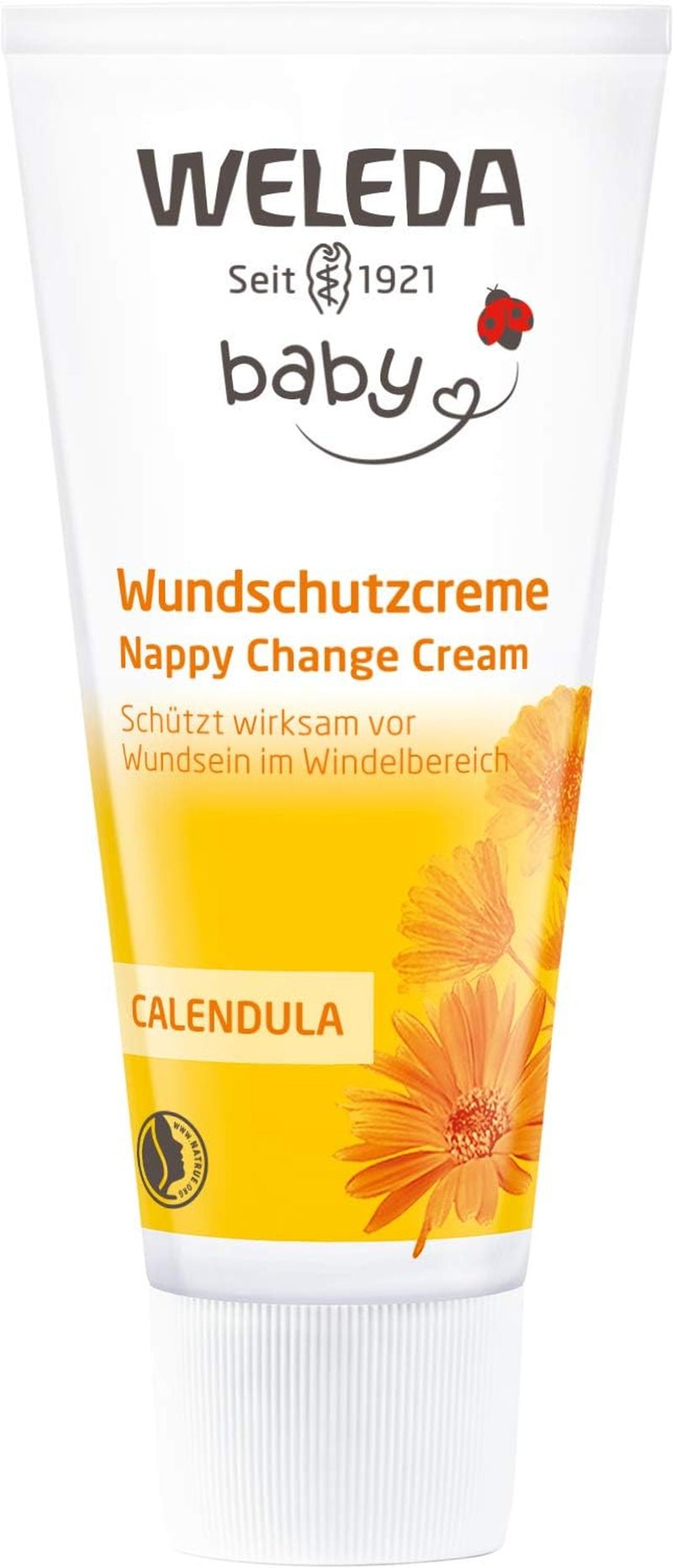 WELEDA Organic Baby Calendula Wound Protection Cream 75ml - Naturlig kosmetik sårsalve / babycreme til beskyttelse af babys følsomme hud i bleområdet. Hjælper mod rødme, irriteret hud og smerter Børn - Bath and Skincare Naty Shop
