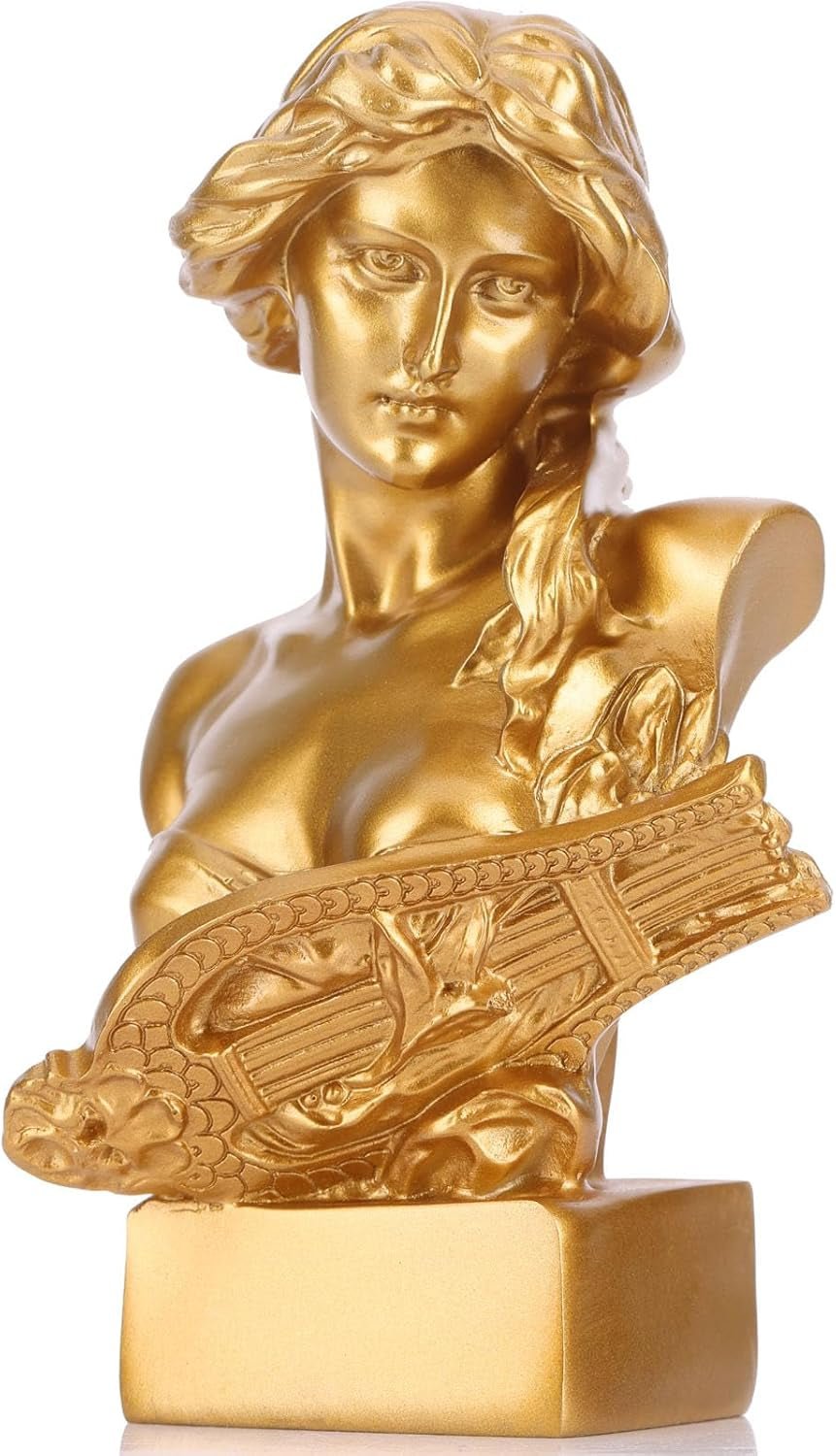 XMGZQ Hvid Aphrodite Statue Skulptur, Resin græsk Mytologi Buste Statue, til Coquette Room Decoration, Dark Academia Room Decoration, Boghylder, Skillevæg, Sofabord Centerpiece Statuetter og skulpturer Naty Shop Gold