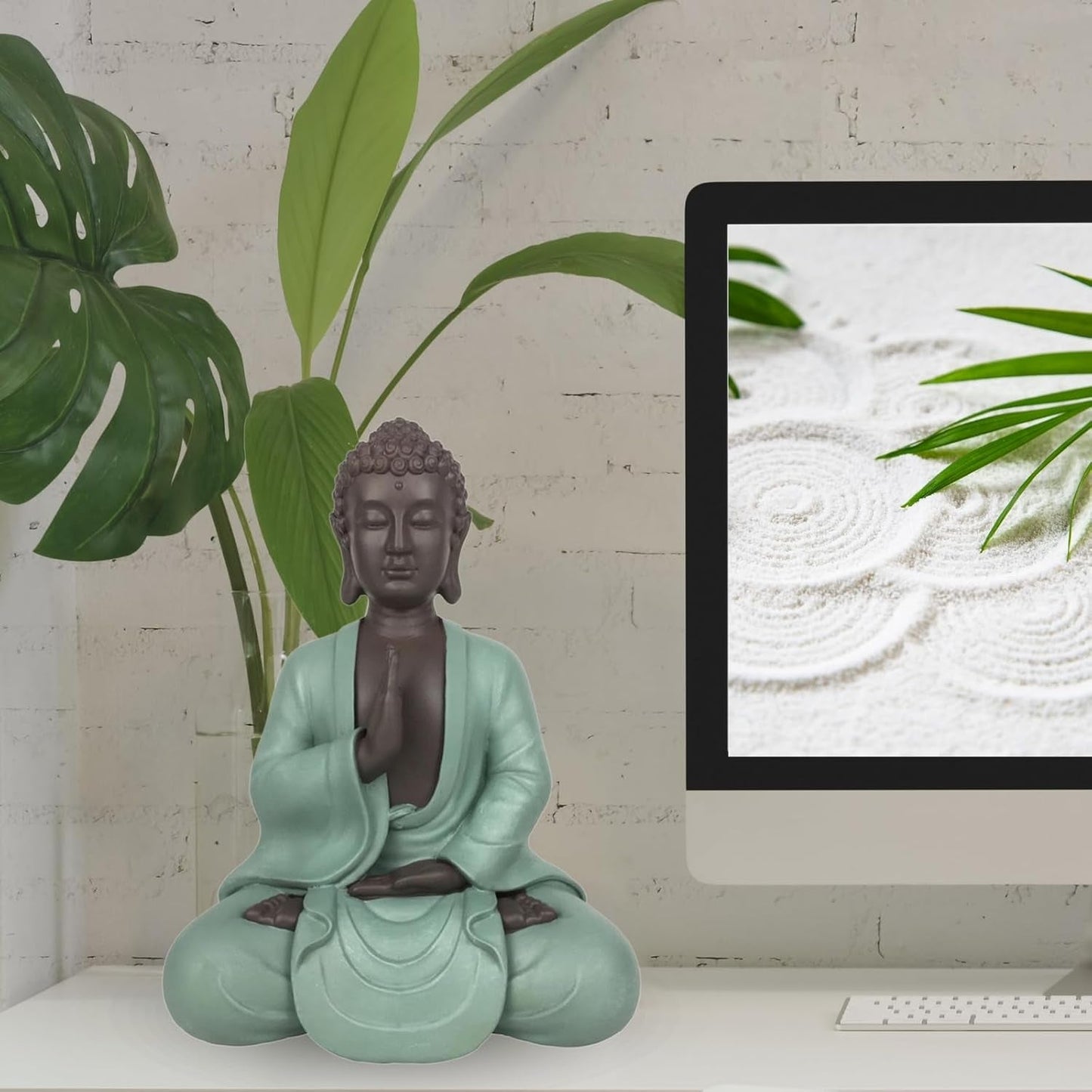 Zen Arôme SBM5 Zen Bodhi statue, grøn/brun, 20 cm høje statuetter og skulpturer Naty Shop