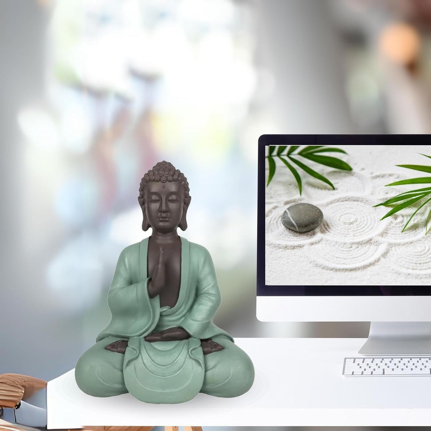 Zen Arôme SBM5 Zen Bodhi statue, grøn/brun, 20 cm høje statuetter og skulpturer Naty Shop