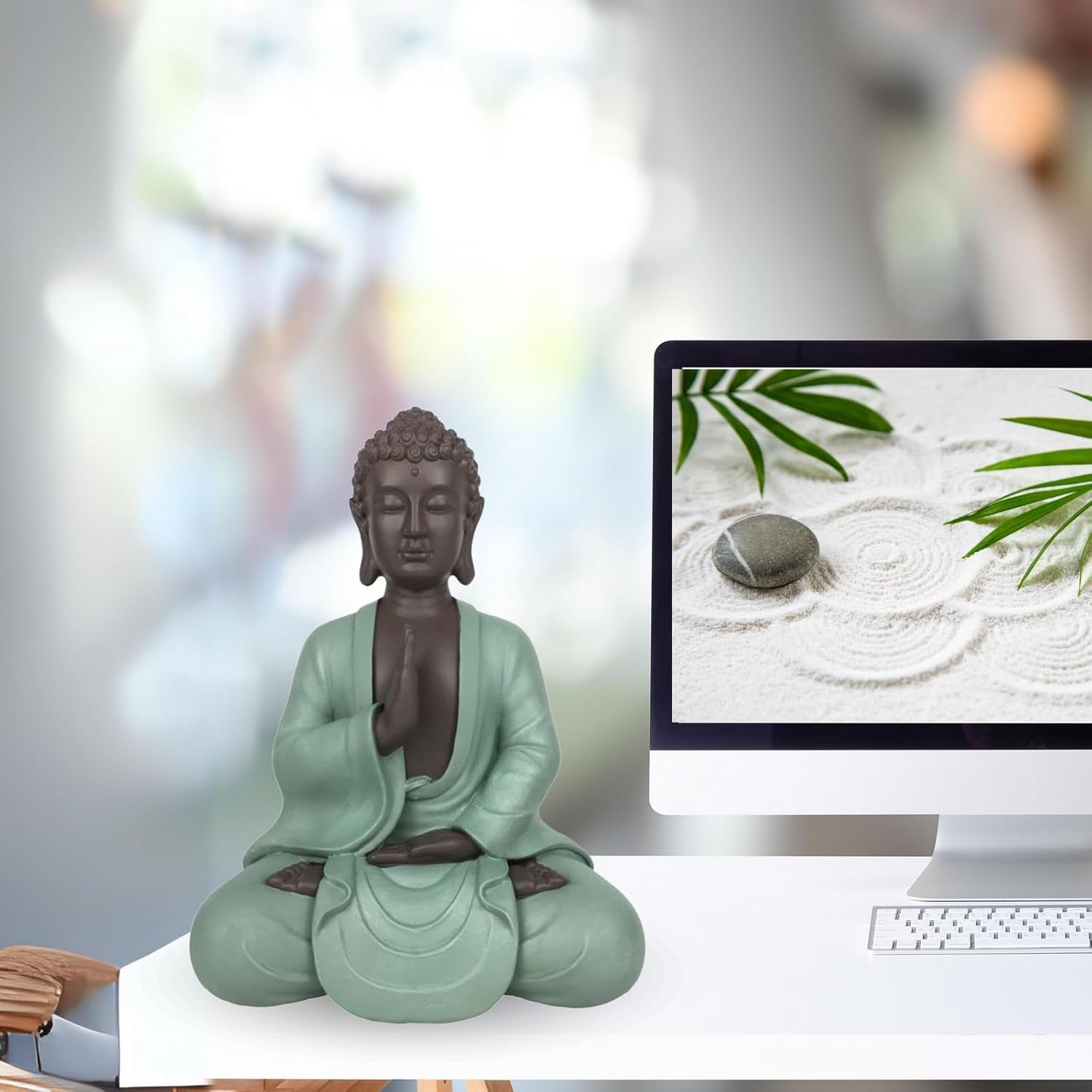 Zen Arôme SBM5 Zen Bodhi statue, grøn/brun, 20 cm høje statuetter og skulpturer Naty Shop