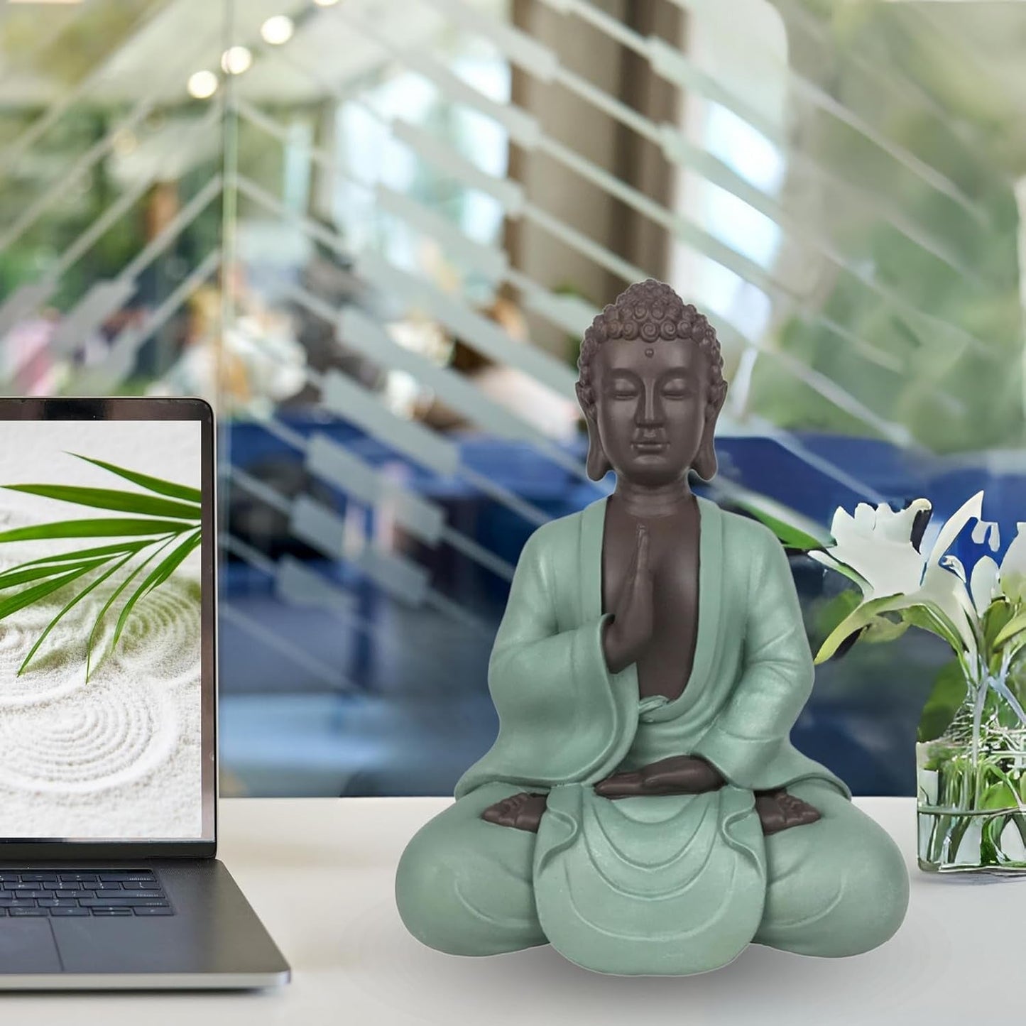 Zen Arôme SBM5 Zen Bodhi statue, grøn/brun, 20 cm høje statuetter og skulpturer Naty Shop