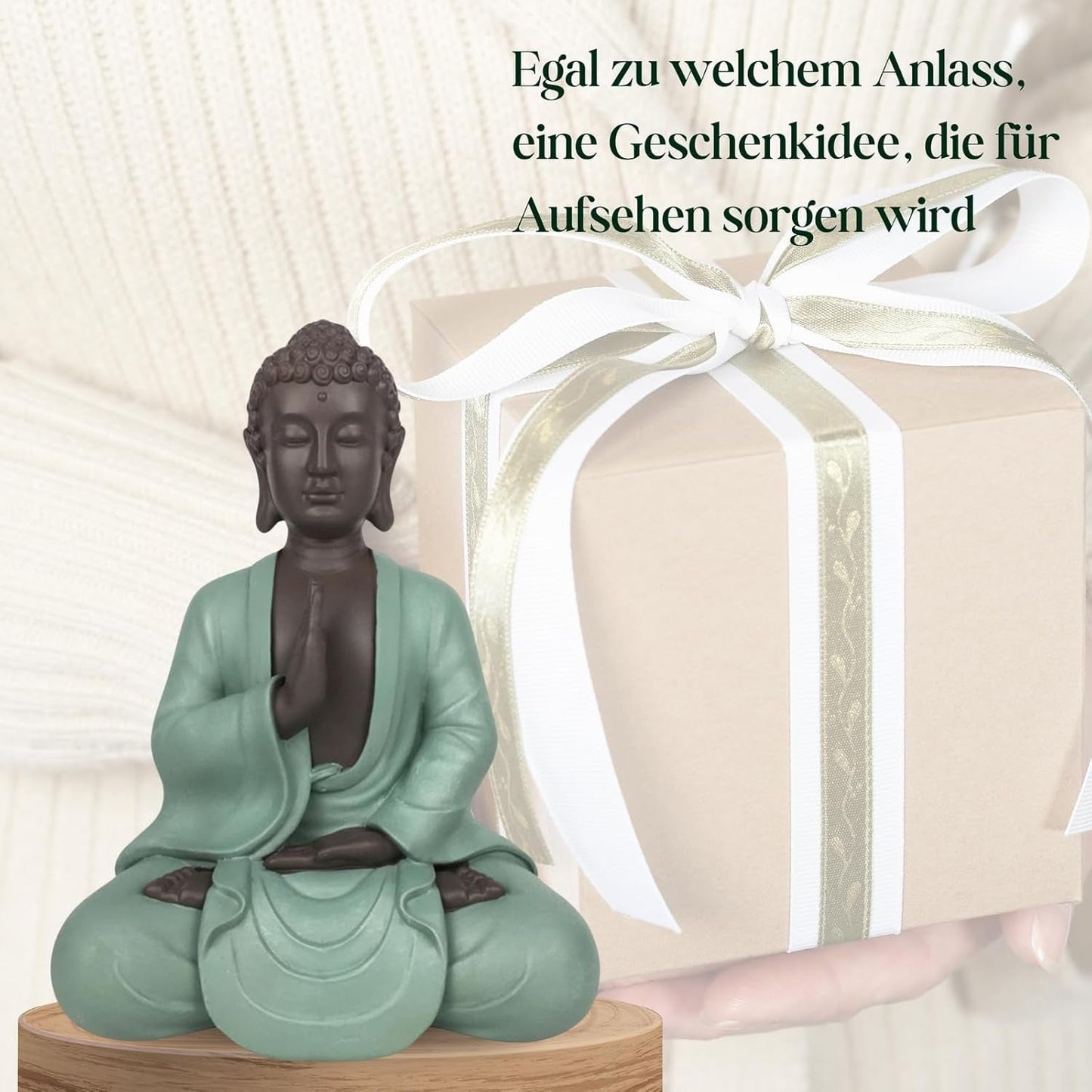 Zen Arôme SBM5 Zen Bodhi statue, grøn/brun, 20 cm høje statuetter og skulpturer Naty Shop