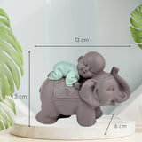 Zen'Light Statue Buddha Bonze Sleeping on Elephant - Zen-atmosfære i dit hellige rum - smuk lovende figur -H 9,5 cm, Brune og grønne statuetter og skulpturer Naty Shop