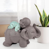 Zen'Light Statue Buddha Bonze Sleeping on Elephant - Zen-atmosfære i dit hellige rum - smuk lovende figur -H 9,5 cm, Brune og grønne statuetter og skulpturer Naty Shop