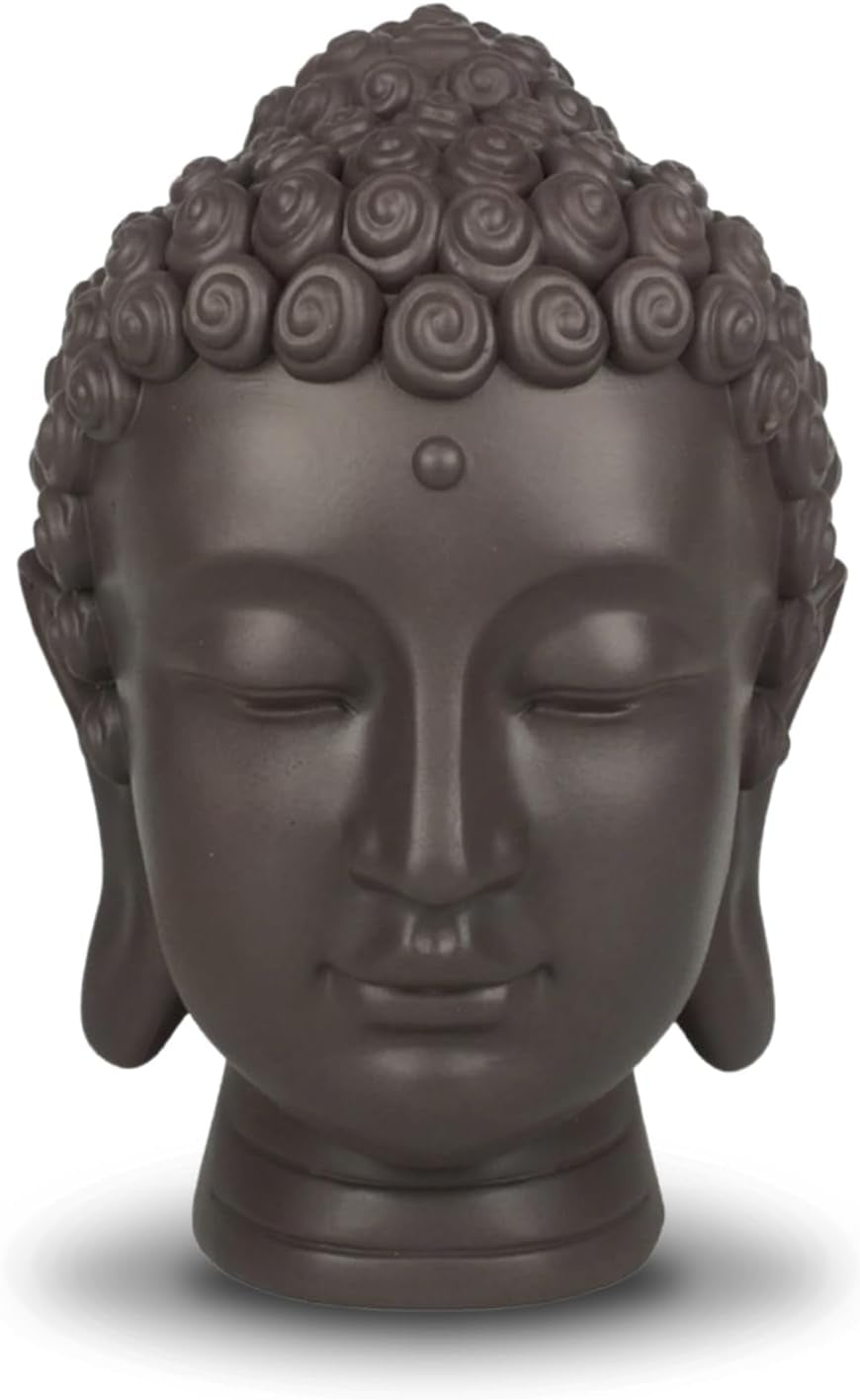 Zen'Light - Buddha hoved statuette - Dekoration til Zen, meditation og feng shui - Gave til en afslappende og spirituel atmosfære - Buddha statuette - Højde: 20 cm - Farve: grøn/brun Statuetter og skulpturer Naty Shop Standard titel