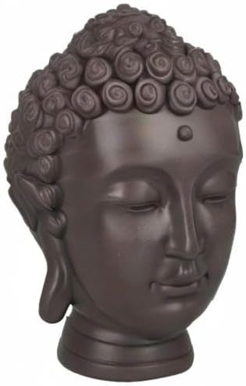 Zen'Light - Statuette med Buddha hoved - Dekoration til Zen, meditation og feng shui - Gave til en afslappende og spirituel atmosfære - Buddha statuette - Højde: 20 cm - Farve: grøn/brun Statuetter og skulpturer Naty Shop