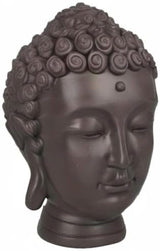 Zen'Light - Statuette med Buddha hoved - Dekoration til Zen, meditation og feng shui - Gave til en afslappende og spirituel atmosfære - Buddha statuette - Højde: 20 cm - Farve: grøn/brun Statuetter og skulpturer Naty Shop