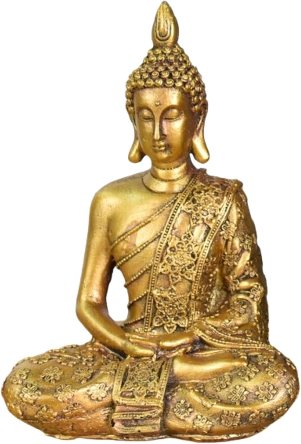 Zen'Light - Sanci Buddha hovedstatuette - Dekoration til Zen, meditation og feng shui - Gave til en afslappende og spirituel atmosfære - Buddha statue - Højde: 18 cm - Farve: guld Statuetter og skulpturer Naty Shop Standard titel