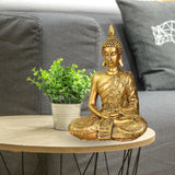 Zen'Light - Statuette med Buddha hoved Sanci - Dekoration til Zen, meditation og feng shui - Gave til en afslappende og spirituel atmosfære - Buddha statue - Højde: 18 cm - Farve: guld Statuetter og skulpturer Naty Shop