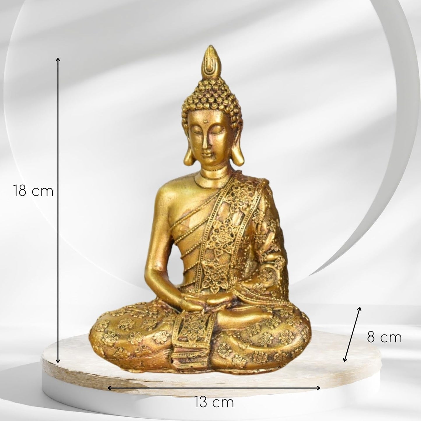 Zen'Light - Statuette med Buddha hoved Sanci - Dekoration til Zen, meditation og feng shui - Gave til en afslappende og spirituel atmosfære - Buddha statue - Højde: 18 cm - Farve: guld Statuetter og skulpturer Naty Shop